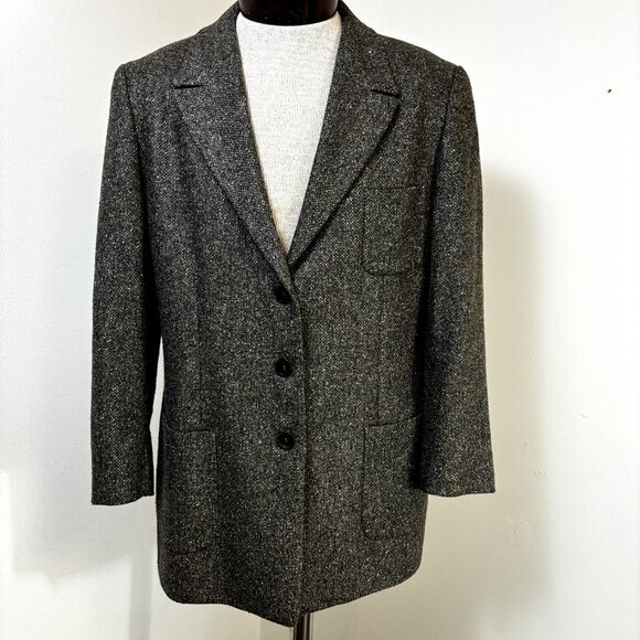 Zanella Kara Size 14 Women's Blazer Gray Wool Blend Coat Jacket Made in Italy - Picture 2 of 11